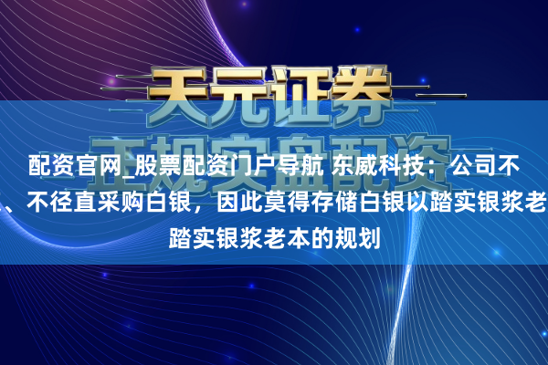 配资官网_股票配资门户导航 东威科技：公司不分娩银浆、不径直采购白银，因此莫得存储白银以踏实银浆老本的规划
