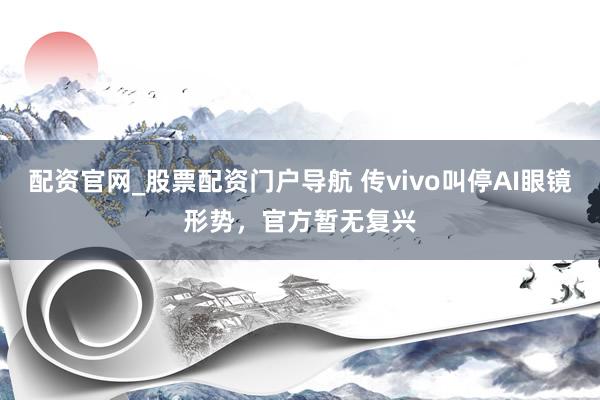 配资官网_股票配资门户导航 传vivo叫停AI眼镜形势，官方暂无复兴